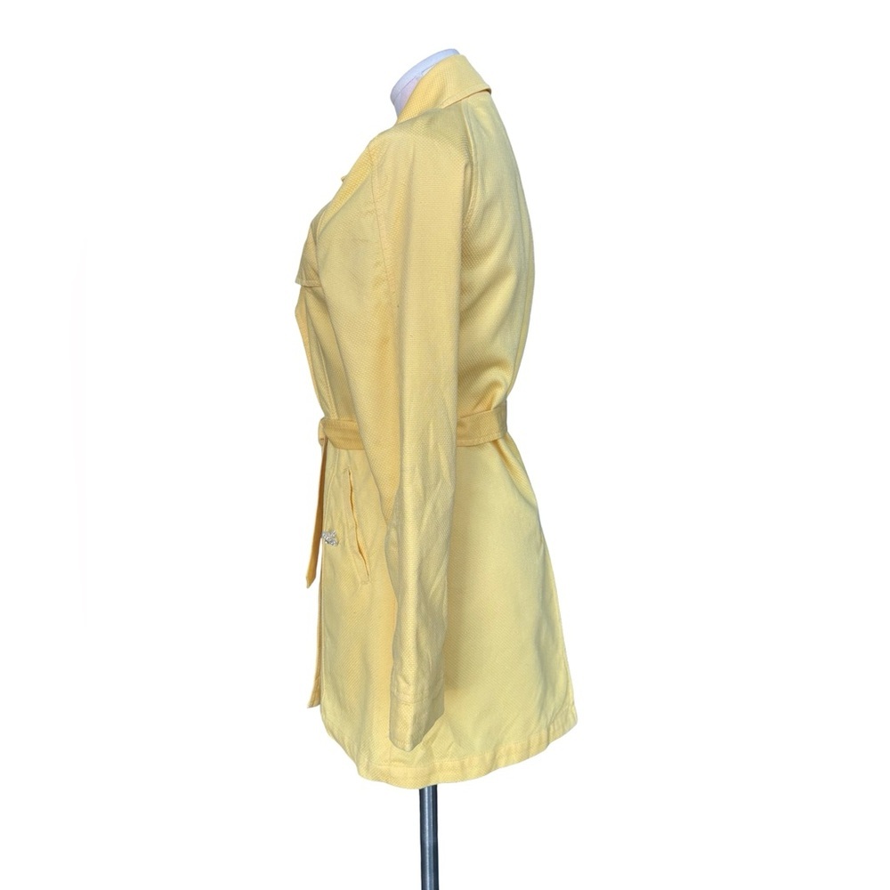 OSCAR an Oscar de la Renta Jacket Yellow Lined Trench Coat Sz 6 - Picture 8 of 10